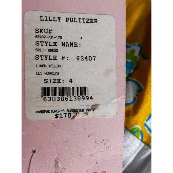 Lilly Pulitzer Sleeveless Mini‎ Dress V-Neck Monkey Print Yellow Size 4 NWT - Picture 7 of 12